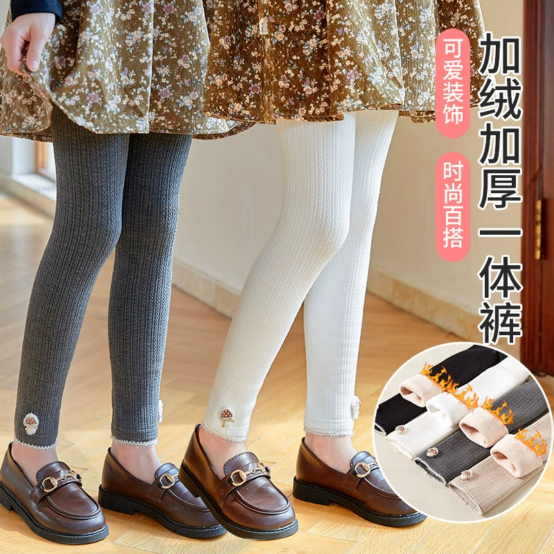 Зимние тёплые детские л leggings, бархатные колготки, штаны, западный стиль