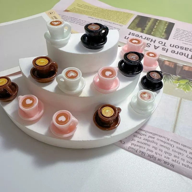 仿真生活用品模型儿童树脂家具套装爱心咖啡杯过家家食玩diy玩具