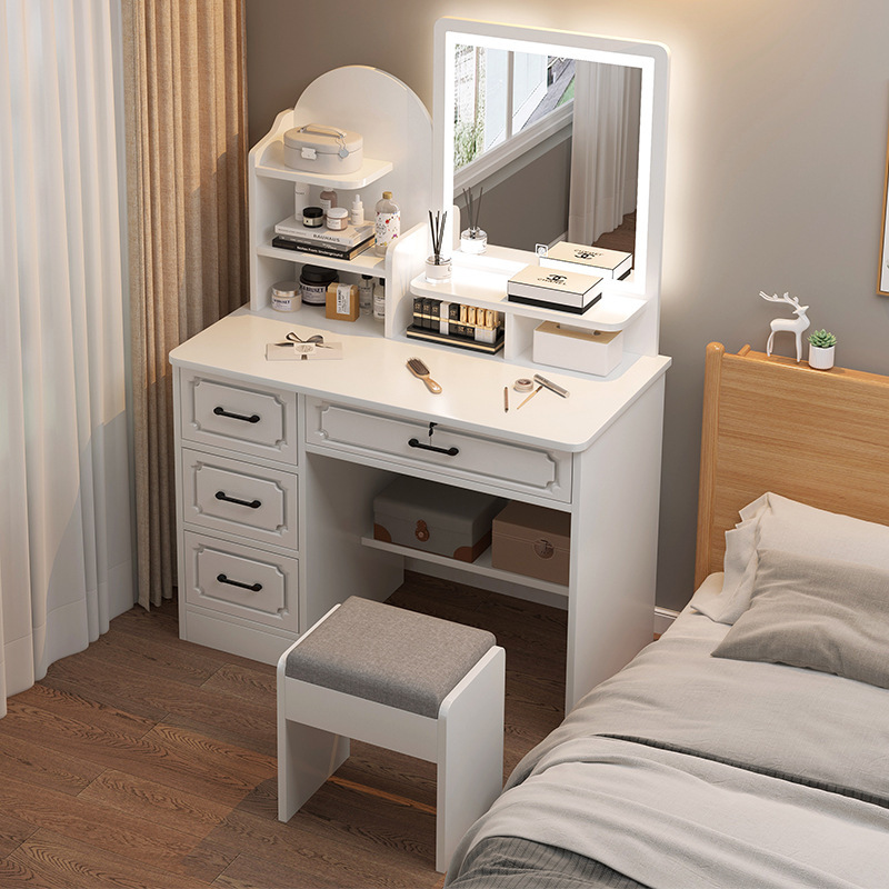 Tocador dormitorio moderno simple estilo europeo dormitorio principal mesa de maquillaje pequeño apartamento gabinete de almacenamiento integrado gabinete de maquillaje estilo ins