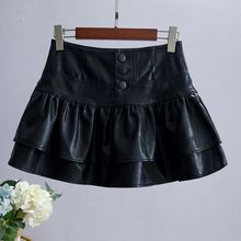 皮裙女2025新款高腰大码半身裙a字裙蓬蓬裙短秋冬小皮裙女打底裙