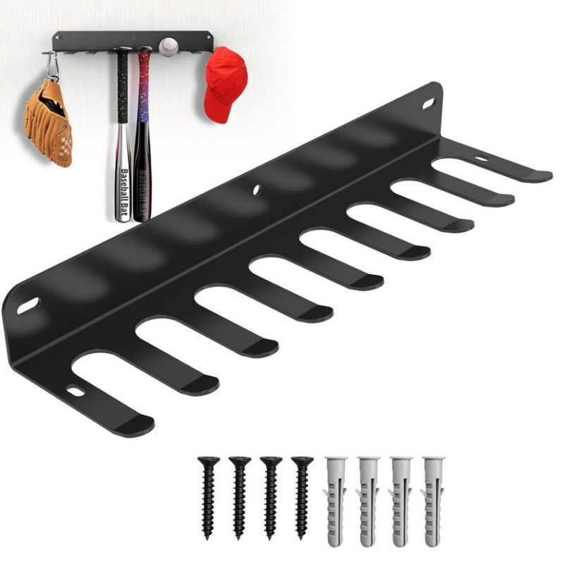 Wall-Mounted Baseball Bat Rack Can Hold 16 Bats, Home Gym Sports Equipment Storage Rack
