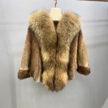 时尚狐狸毛貂皮大衣短款披肩海宁年轻新款水貂皮草外套女气质名媛