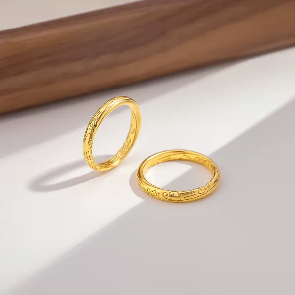 Xiangyun couple ring ancient style sand gold national fashion new Chinese style plain ring dragon and phoenix pattern bracelet for girlfriend Valentine's Day gift