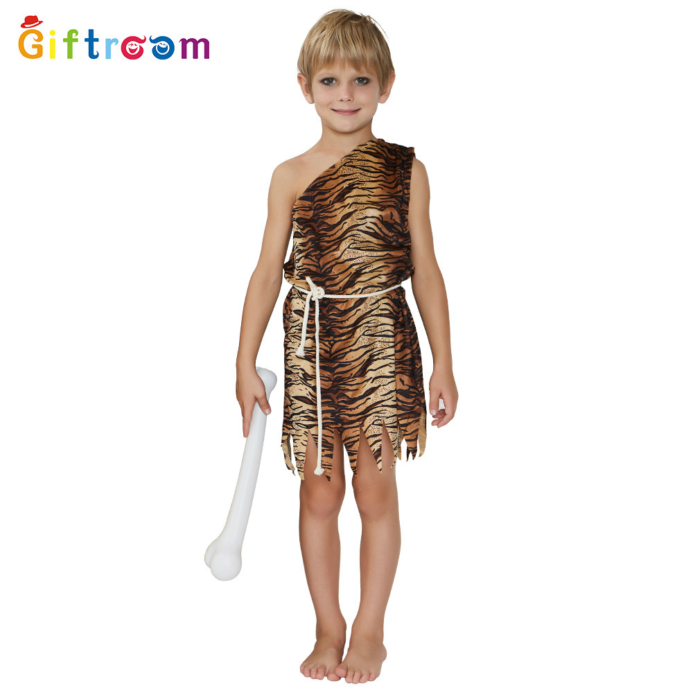 歐美萬聖節兒童服裝cosplay原始社會人 男童印第安人舞台表演演出