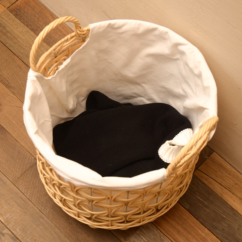 Cestas de almacenamiento de tela de caña personalizadas de alto valor ligero de lujo portátil tela de mano de tela de mano decoración de la casa cesta de lavandería