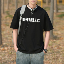 瀚派新款青少年潮牌发泡字母印花短袖t恤新款重磅纯棉情侣装上衣