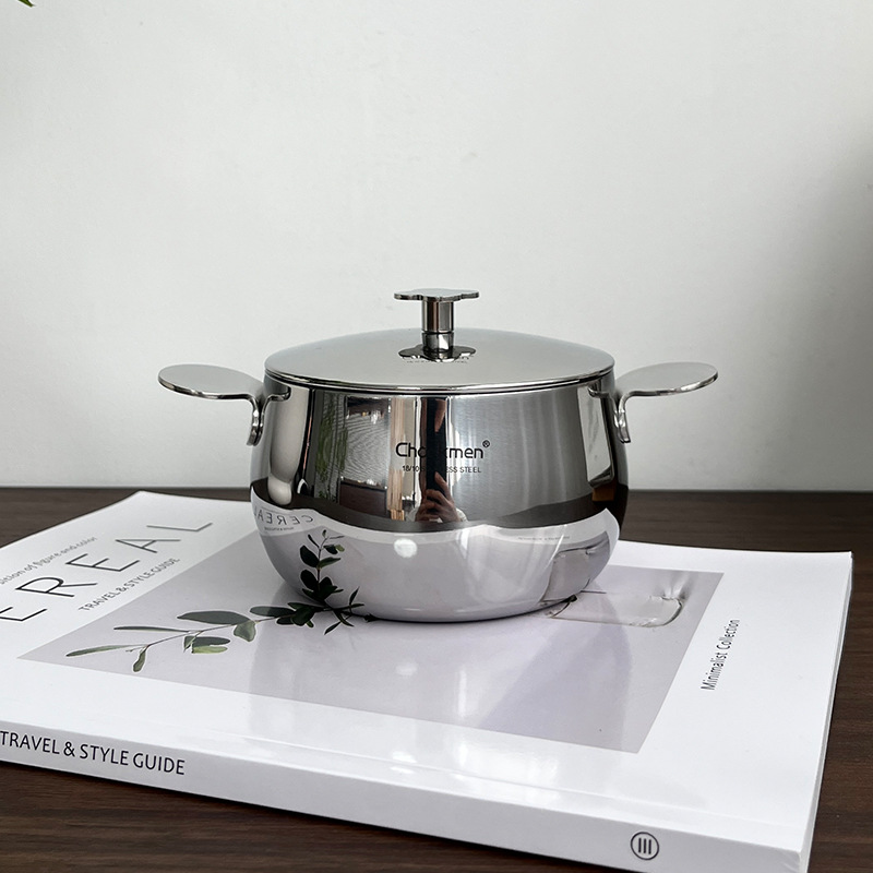 Chockmen Zhuo Deming 18 / 10 de acero inoxidable doble oreja cocina de leche cocina de cocina de cuatro hojas cocina de bocadillos mini cocina de cocina