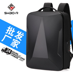 クロスボーダーカジュアルメンズバックパック 大容量ビジネス旅行用バックパック USB充電多機能ハードシェルパソコンバッグ