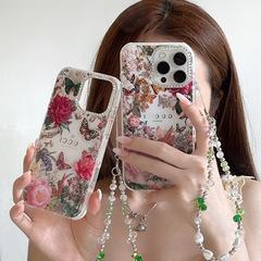 iPhone16Promaxに適したフラッシュダイヤモンドミラーリング小さな香りの蝶の花トレンディなブランドアクリルApple携帯電話ケース