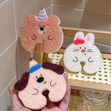 创意卡通木浆棉挂水龙头百洁布洗碗棉厨房清洁版权产品同行自重！