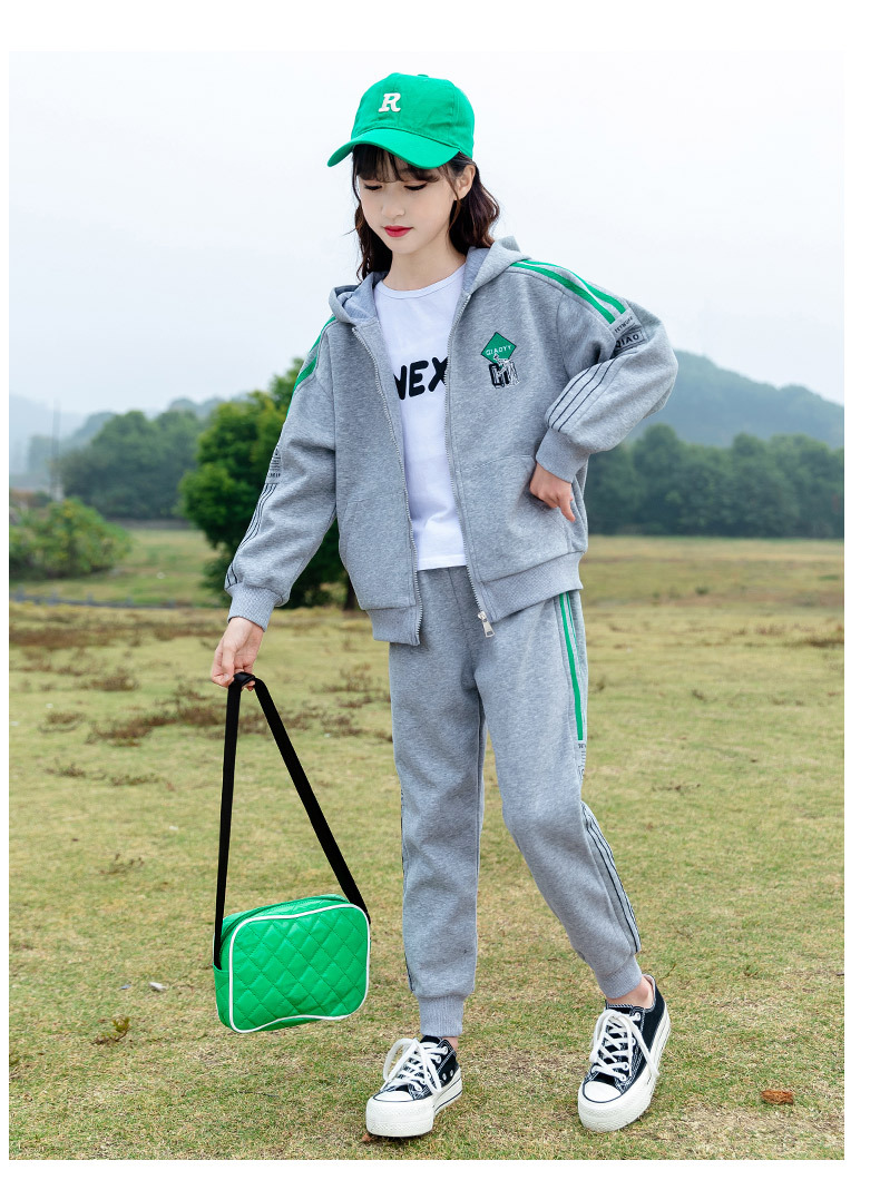 Ragazze Autunno 2024 Nuova Primavera Medio e Grande Stile Occidentale Sport Felpa Con Cappuccio Bambini Abbigliamento Due Pezzi Set_voghion.com
