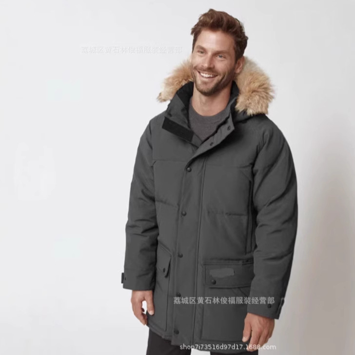 Big autumn and winter cross-border goose 30 down jacket fur collar thickened men's and women's long coat lovers parka foreign trade