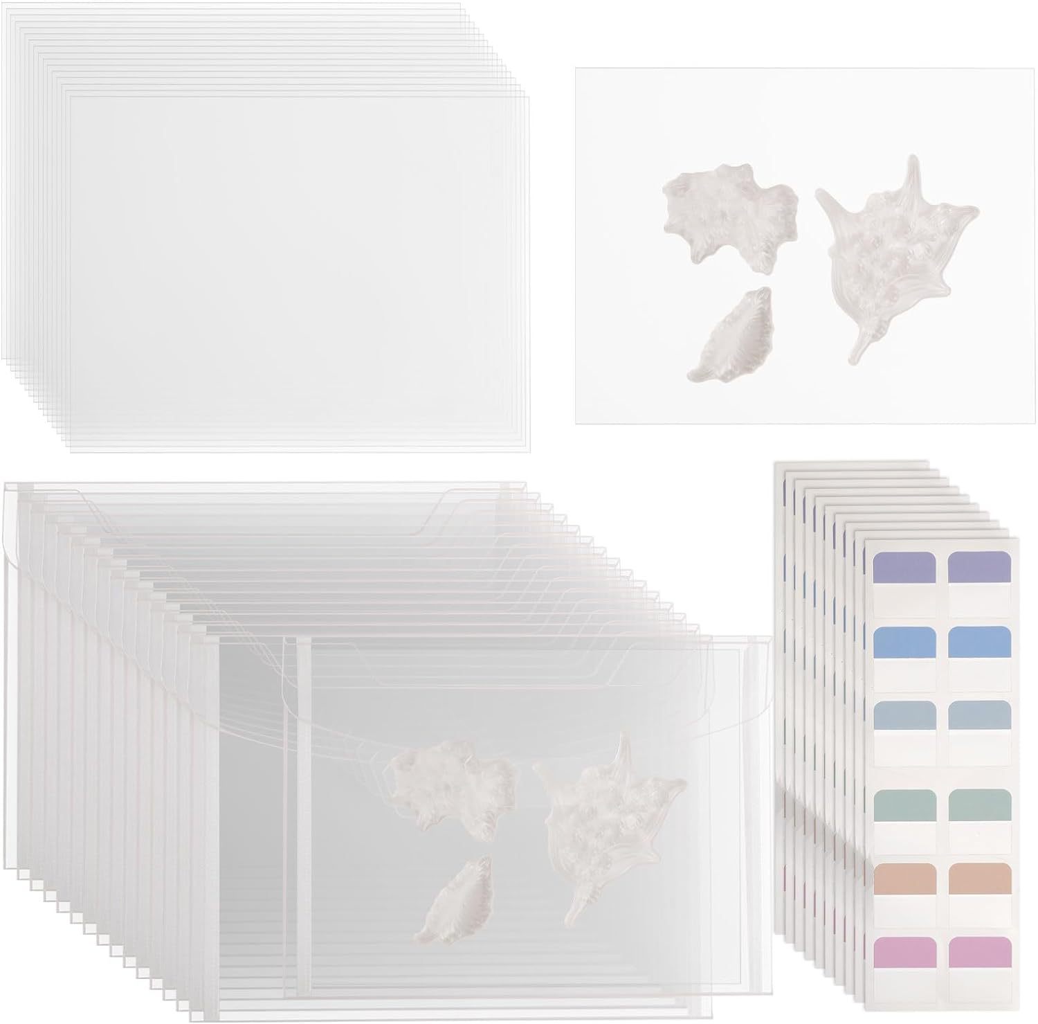 16 storage bags 16 white stamp storage plates 10 labels index stickers
