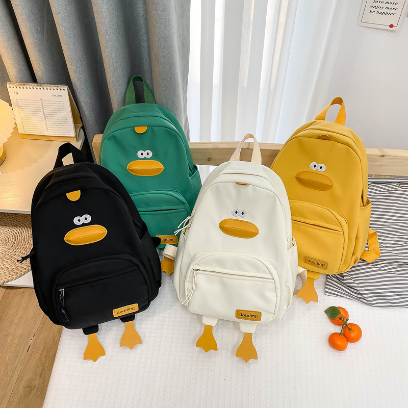 Estilo japonés Net rojo dibujos animados mochila kindergarten bolsa de viaje pequeño pato lindo niños lienzo mochila image 3
