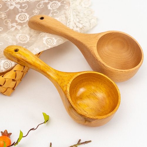 Household Japanese creative eating dry rice snail rice spoon solid wood water spoon small water ladle wooden soup spoon wholesale