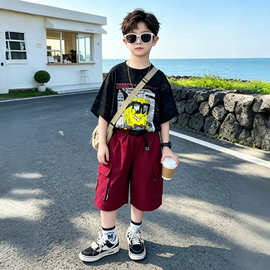 男童夏季套装2026新款韩版儿童巨好看衣服痞帅炸街男宝夏装短袖衫