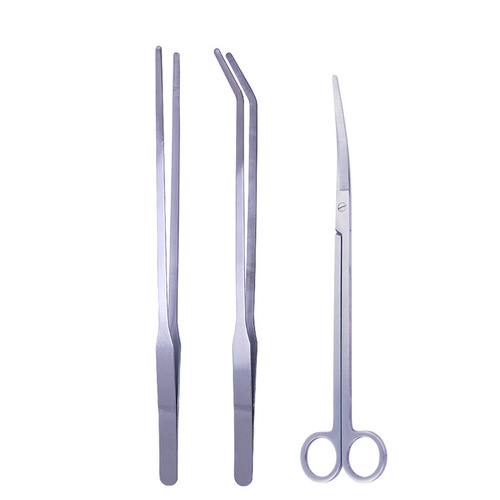Aquatic Plant Tool Set of 5 Pieces: Plant Trimming Tool, Stainless Steel Round Head Plant Scissors, Tweezers, and Flat Sanding Tool