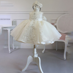 Children's dress high-end white flower girl wedding tutu dress girl fashion dress birthday princess dress performance costume
