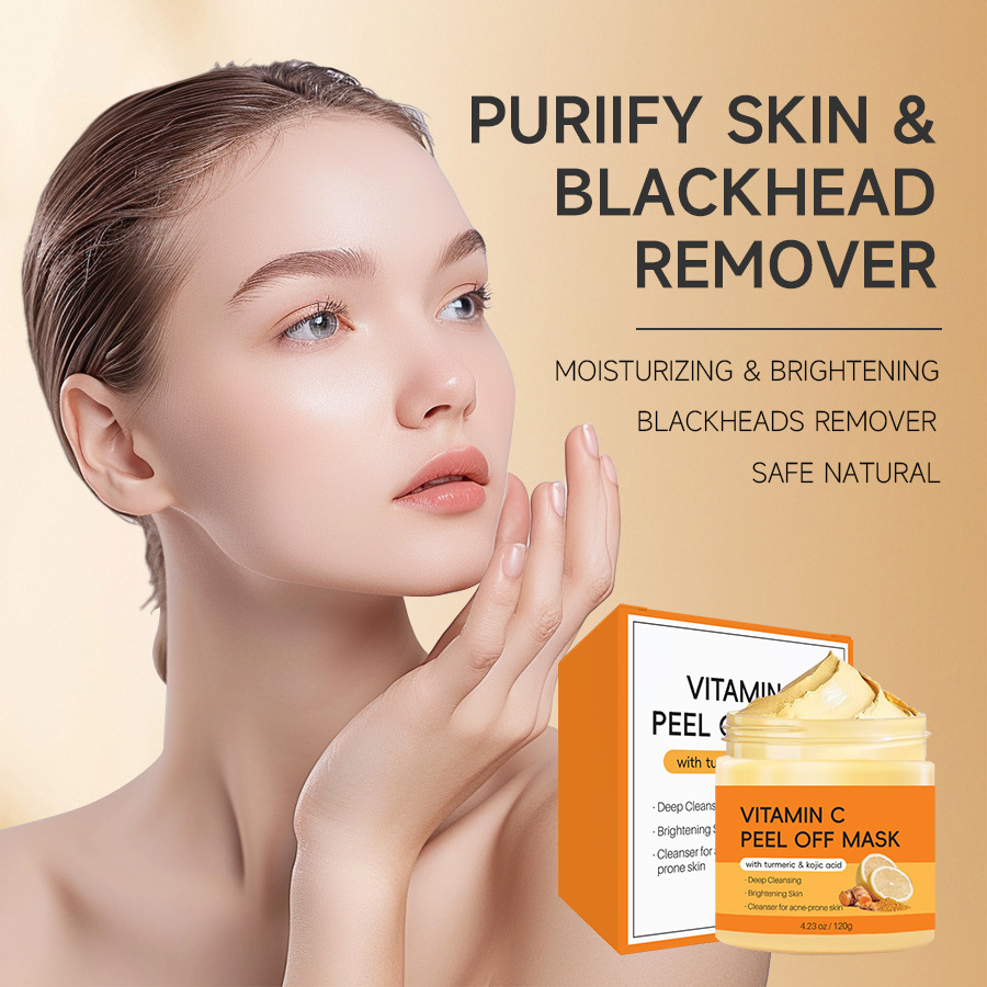 Cross-border Turmeric Vitamin VC Clay Film Refining Hair Deep Cleansing Skin Brightening Pore Blackhead and acne-removing Mask