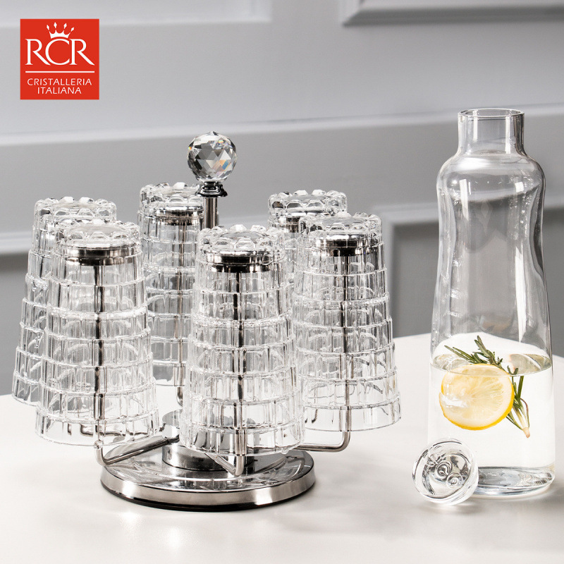 Rcr Italian Crystal Engraved Cup, Light Luxury High-Value Creative Home-Use Ins-Style Set, Glass Water Cup Gift Box