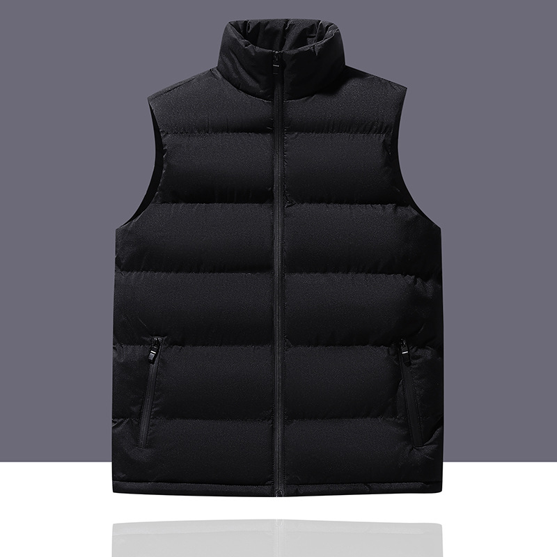 Invierno chaleco de algodón de pluma para hombres otoño y invierno ocio grueso chaleco caliente de cuello grande y chaqueta sin mangas de vello