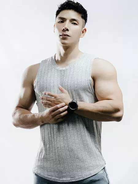 Summer Men's New Sports Leisure Running Fitness Training Solid Color Elastic Quick-drying Round Hem Sleeveless Vest
