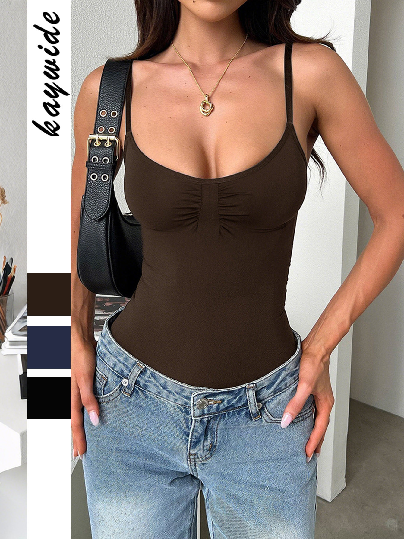 KAIKUO - Body de Tirantes Ajustado y Sexy para Mujer, Estilo Europeo y Americano, Ropa de Mujer, Primavera/Verano 2026, Comercio Exterior Amazon