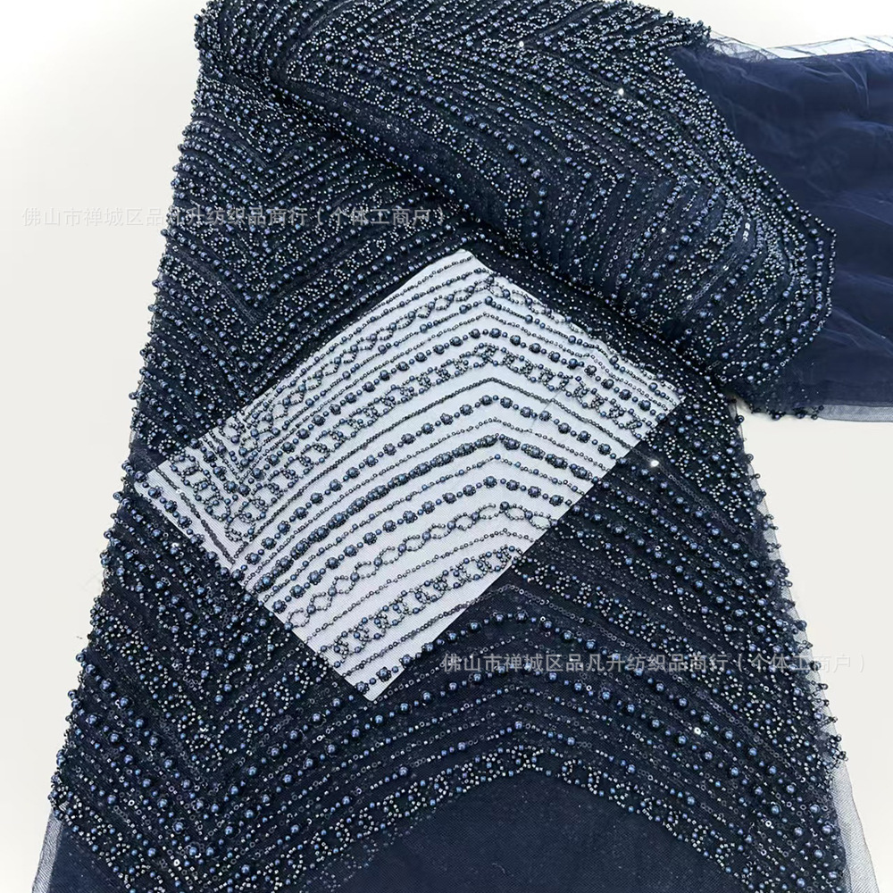 Tejido bordado Gao Ding perla vestido de moda cadena de perlas vestido fabricantes de tela al por mayor