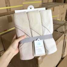 3条装！外单婴儿抱被连帽纯色带帽浴巾沙滩巾毛巾抱被76*76cm