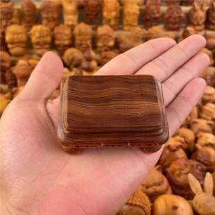 Natural Thuja Wood Ancient Square Base Solid Wood Carving Crafts Figures Buddha Statues Strange Stones Jade Vases Ornaments