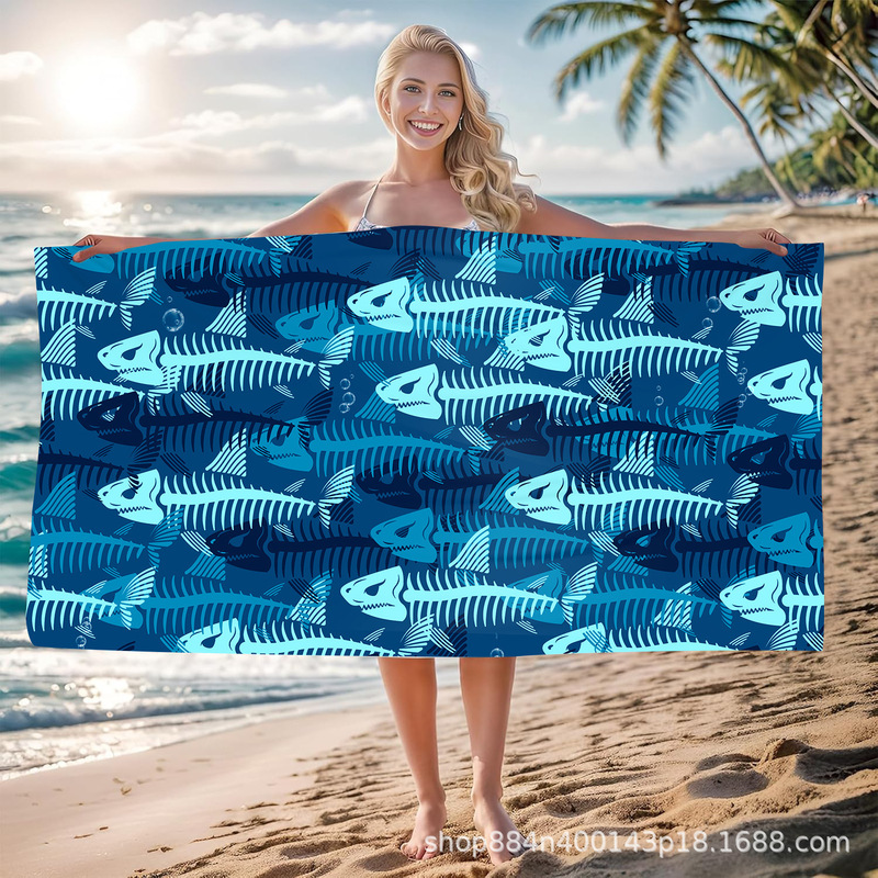 Cross-Border Microfiber Digital Printing Quick-Drying Beach Towel Seaside Swimming Sports Towel Factory Direct Sale