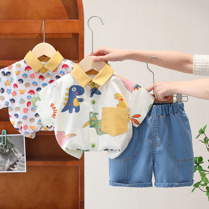 Cross-border Children's Clothing Summer New Boys and Girls Infant Baby Suit Shirt Short-sleeved suit Two-piece Set Trendy Cross-border Children's Clothing Summer New Boys and Girls Infant Baby Suit Shirt Short-sleeved suit Two-piece Set Trendy