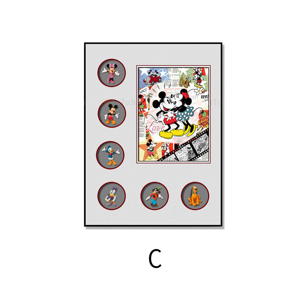 Pato Donald dibujos animados Dibujos Animados hechos a mano Doraemon pintura real habitación de los niños dormitorio cabecera Mickey Mouse círculo colgando pintura