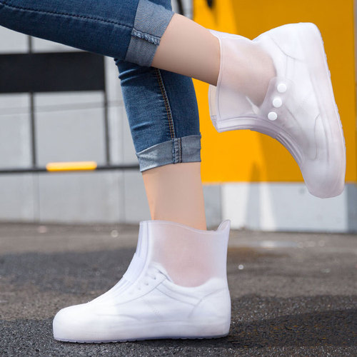 Factory Direct Sale Children's & Women's Rain Boots, Fashionable Unisex Transparent Thickened Student Waterproof Buckle PVC Water Shoes