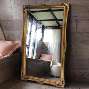 French Retro Home Floor-Standing Full-Length Mirror Living Room Cloakroom American Wall-Mounted Fitting Mirror Girls Bedroom Dressing Mirror