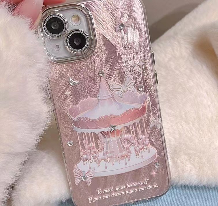 Hilo de plumas de alta calidad rosa negra para iPhone 16 cadena 15ProMax funda para teléfono móvil 12 Apple 14P mujer