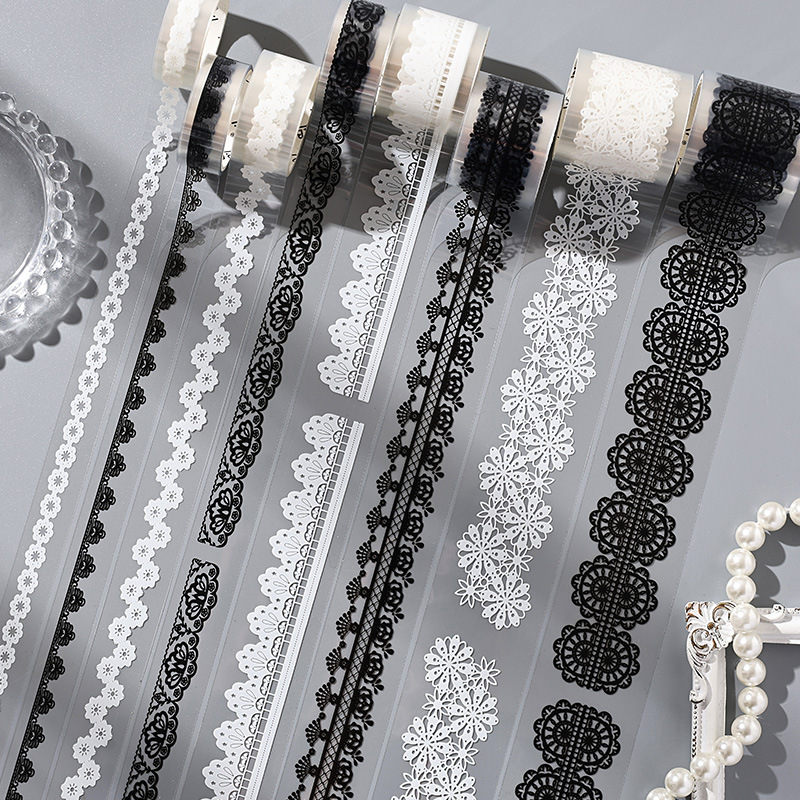 Cintas de encaje PET collage tela de mano DIY decoración material de base cinta de niña corazón pegatinas de mano