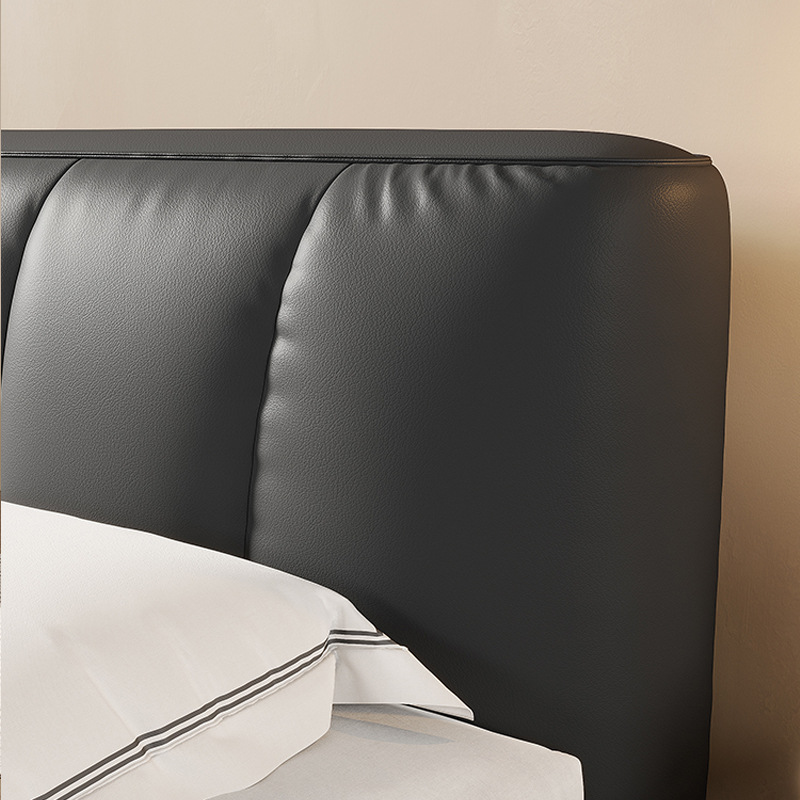 Italiano cama de cuero minimalista 1,8 m dormitorio principal cama negro moderno simple cama suave nuevo borde cama doble