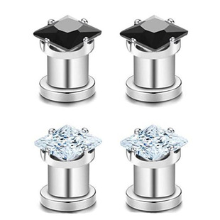 Cross-border four-corner zircon diamond earrings ear piercing jewelry ear expander stainless steel ear piercing Amazon AliExpress
