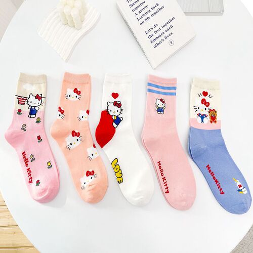 Japanese cartoon socks for women, cute kitten combed cotton mid-calf women's socks, casual socks and stockings, one-piece drop shipping