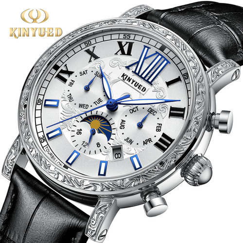 KINYUED hollow tourbillon fully automatic mechanical watch big-name style men's watch live mechanical watch for men