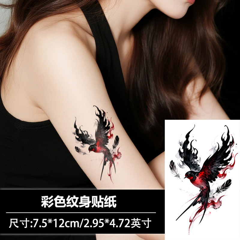 Ink-Style Swallow Colorful Tattoo Stickers, Waterproof and Long-Lasting, Realistic Tattoo Designs for Men and Women, High-Quality Small Graphic Stickers Ink-Style Swallow Colorful Tattoo Stickers, Waterproof and Long-Lasting, Realistic Tattoo Designs for Men and Women, High-Quality Small Graphic Stickers