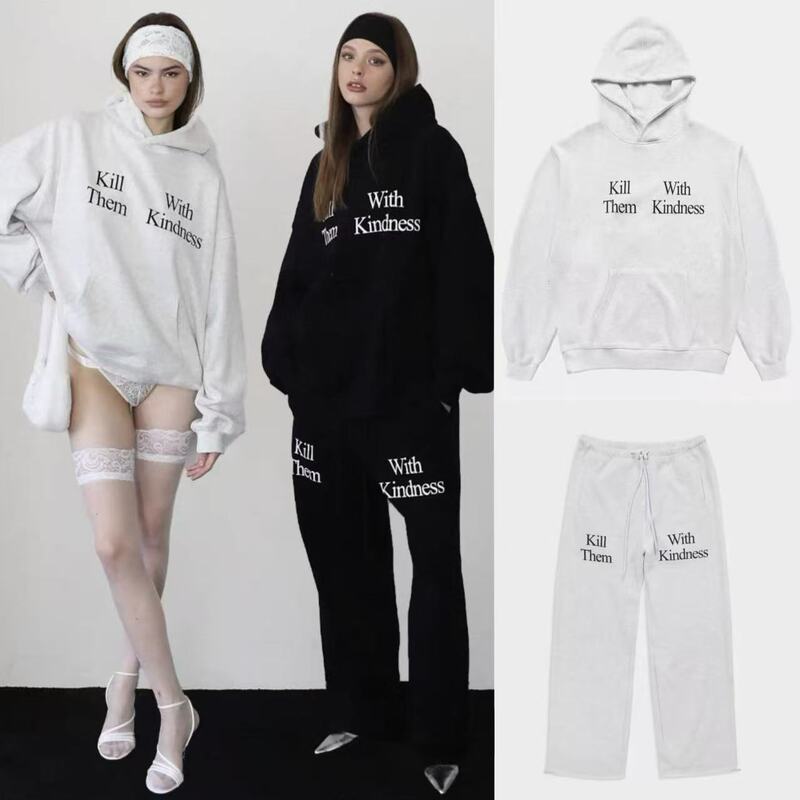 Badblood Sweatshirt Men's and Women's American Retro Letter Print Casual Hooded Loose Top Sweatpants Suit Badblood Sweatshirt Men's and Women's American Retro Letter Print Casual Hooded Loose Top Sweatpants Suit