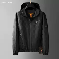 European Classy Men's Clothing 2025 Spring and Autum New Jacquard Hooded Jacket Men's Trendy Dark Pattern Casual Jacket for Men