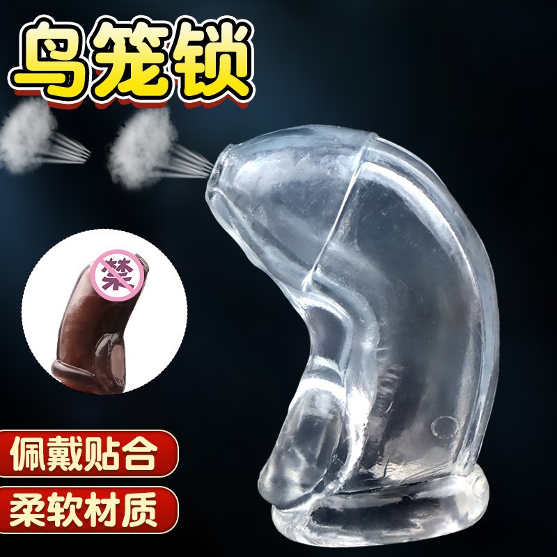 Anti-Erection Chastity Cage Sleeve for Men, TPE Bird Cage Lock, Small Size — detail image 1