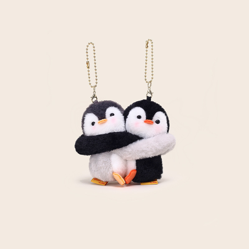 Original Genuine Fun Hug Small Animal Sticker Little Penguin Couple Plush Keychain Pendant Schoolbag Small Pendant