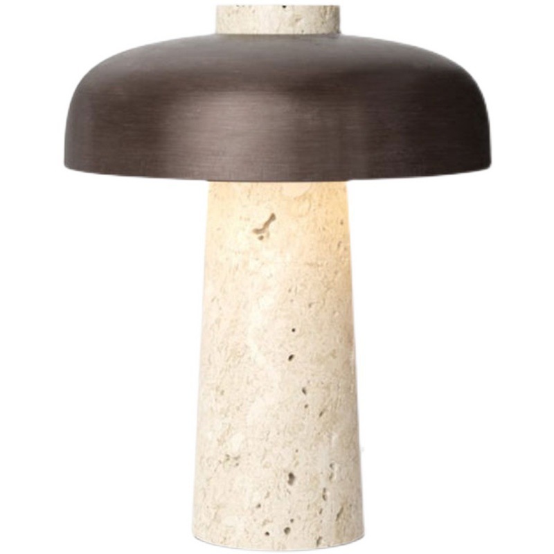 Diseñador de interiores de mármol de piedra de cueva natural moderno minimalista decoración de dormitorio de hotel residencial lámpara de escritorio de vidrio forjado
