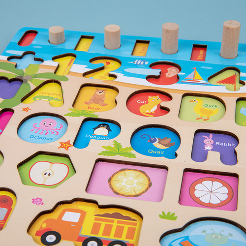 Children's wooden early education educational development multifunctional transportation logarithm board digital cognitive puzzle puzzle building block toys