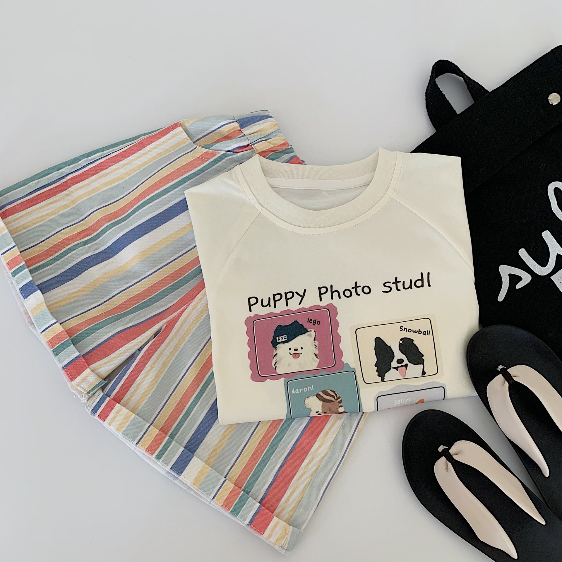 Traje para niños Maibao 2025 verano nuevo estilo coreano niños y niñas dibujos animados estilo occidental traje de dos piezas ropa de verano para niños