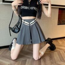 新款百褶裙大码女装高腰蓬蓬裙伞裙秋季胖MM学生显瘦防走光a字裙